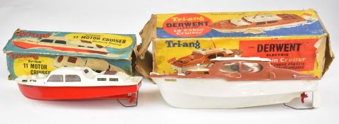 Two Tri-ang clockwork and battery powered toy boats comprising Burnham 11