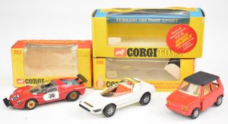 Three Corgi Whizzwheels diecast model cars comprising OSI 'DAF-City' 283, Ferrari 206 Dino Sport 344
