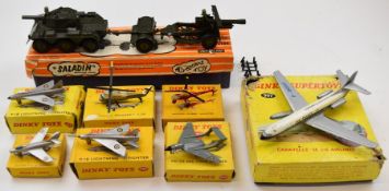 Seven Dinky Toys diecast aviation models to include Westland Sikorsky Helicopter 716, P1B