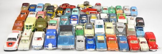 Fifty four vintage Dinky Toys diecast model cars to include Austin A105 176, Ford Capri 143, AC