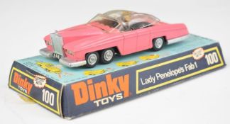 Dinky Toys Fab 1 diecast model car with pink body, black interior, silver hubs, sliding roof and