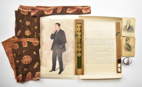 A group of ephemera and collectables including Bilston enamel hinged box, cased Georgian / Victorian