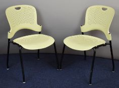 Pair of Herman Miller Aero moulded stacking chairs