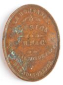 Cuban cigar interest Cuba Habana la Honradez Fabrica de Cigarros de Papel oval bronze medal, 41 x