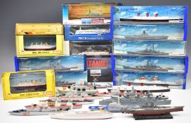 Twenty-six diecast model ocean liners and battleships, to include Matchbox, Minic/Hornby and Gilbow