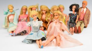 A collection of ten 1960's & 1970's Mattel Barbie dolls including original vintage clothing, some