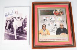 Two Ronnies signed limited edition 22/500 print depicting both of them, with autographs below each