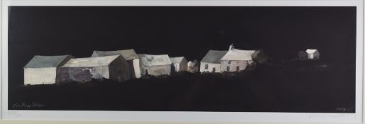 John Knapp Fisher signed limited edition (498/850) print 'Pembrokeshire Farm', 20 x 58cm, in black