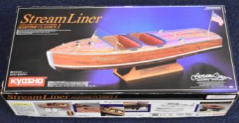 Kyosho Stream Liner Maritime Classics 1 radio controlled wooden boat kit, in original box with
