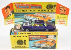 Corgi Toys diecast model The Man From UNCLE Gun Firing 'Thrush Buster' with purple body, lemon