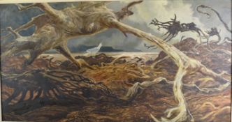 Oliver Heywood (British 1920-1992) oil on canvas Scottish landscape Cry of a Gull, Loch Brittle,