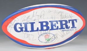Gilbert Rugby ball signed by the 1999 England World Cup squad members