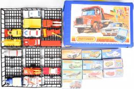 Ten Matchbox 75 diecast model cars comprising numbers 2, 10, 27, 35, 45, 54, 68, 69, 73 and 75,