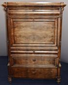 19thC Biedermeier secrétaire à abattant, with pull out writing surface and seven drawers and