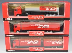 Three Corgi Norbert Dentressangle diecast model lorries comprising Volvo Chemicals Tanker 59535,