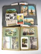 Two Edwardian postcard albums and loose cards including humorous, Lawson Wood, Bibby Line