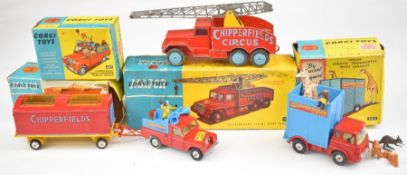 Four diecast model Chipperfield Circus vehicles comprising Circus Landrover Parade Vehicle with