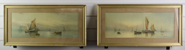Garman Morris (British, active 1900-1930) pair of watercolours of sailing boats Misty Morning and