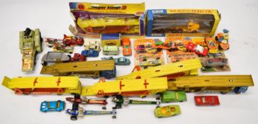 A collection of Matchbox and Corgi diecast model cars and lorries to include King Size and Superfast