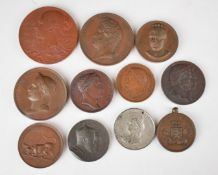 Eleven 19thC bronze commemorative medals / medallions including French Napoleon Conquest of Egypt,