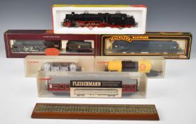 Three 00 gauge locomotives comprising Hornby BR Britannia Class Robert Burns, Mainline Scot Class