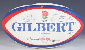Gilbert official England v South Africa Rugby Match Ball signed by Martin Voss and Martin Johnson