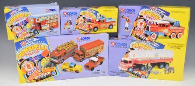 Five Corgi Classics diecast model Chipperfield's Circus vehicles to include Scammell Constructor