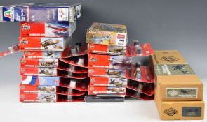 Seventeen AIrfix and similar model aeroplane kits to include De Havilland Vampire T.11 A55204,