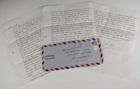 A handwritten letter to Buffin from Ian Hunter with references to David Bowie, Foreigner and Bad