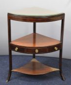 19thC mahogany corner washstand with foldover top and two drawers, W65 x H87cm