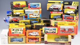 Forty Solido diecast model cars, trucks and military vehicles to include Renault 12 Break 22, Alfa