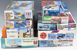 Ten Tamiya, Hasegawa and similar model kits to include Bristol Beaufighter MkVI and PBJ-1J