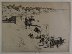 Ernest Stephen Lumsden (British 1883 - 1945) signed etching, probably Egypt, banks of the Nile