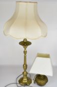 Two brass table lamps, tallest 62cm