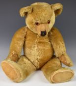 Chad Valley or similar Teddy bear with blonde mohair, jointed limbs, swivel head, brown/black