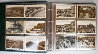 An album of approximately 360 UK photographical postcards including Hadleigh, Rhyl, Bedale,