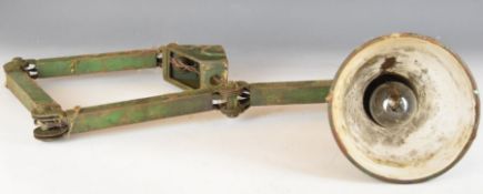 Vintage green enamel and painted machinist's or similar industrial anglepoise type work light