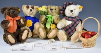 Four Steiff 'Four Seasons' Teddy bears comprising Scrumpy with basket serial no.4796, Hamish 8810,