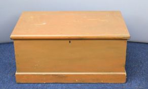 Painted pine twin handled trunk, W78 x D47 x H36cm