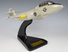 Large scale Gloster T7 Meteor aeroplane by Bravo Delta Models, in original box with display stand.
