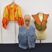 A leather waistcoat as worn by Buffin on stage early 1970s / Glam era, together with a fringed