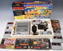 Super Nintendo Entertainment System (SNES) retro video game console Street Fighter II Turbo edition,