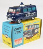 Corgi Toys diecast model Commer Police Van with flashing light, blue body, red interior, silver hubs