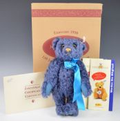 Steiff 1998 Kober Teddy bear with blue mohair, growler, disc jointed limbs and stitched features,