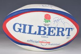 Gilbert official England Rugby 1999 Match Ball signed by Martin Johnson, Jonny Wilkinson and others