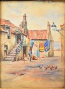 John Knox Ferguson watercolour street scene Wester Close, Newhaven, signed and dated 1897 lower left