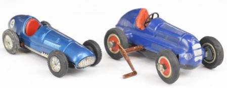 Two tinplate vintage racing cars comprising Schuco Studio 1050 and Scalex Ferrari 4-5.