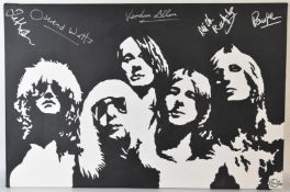 Mott the Hoople - Chuck 09 hand painted canvas, 50 x 75cm, signed by Buffin, Ian Hunter, Overend