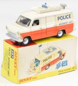 Dinky Toys diecast model Police Accident Unit with white/orange body, jewelled headlights, silver