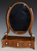 19thC mahogany serpentine fronted dressing table mirror with bone escutcheon, W43 x H60cm
